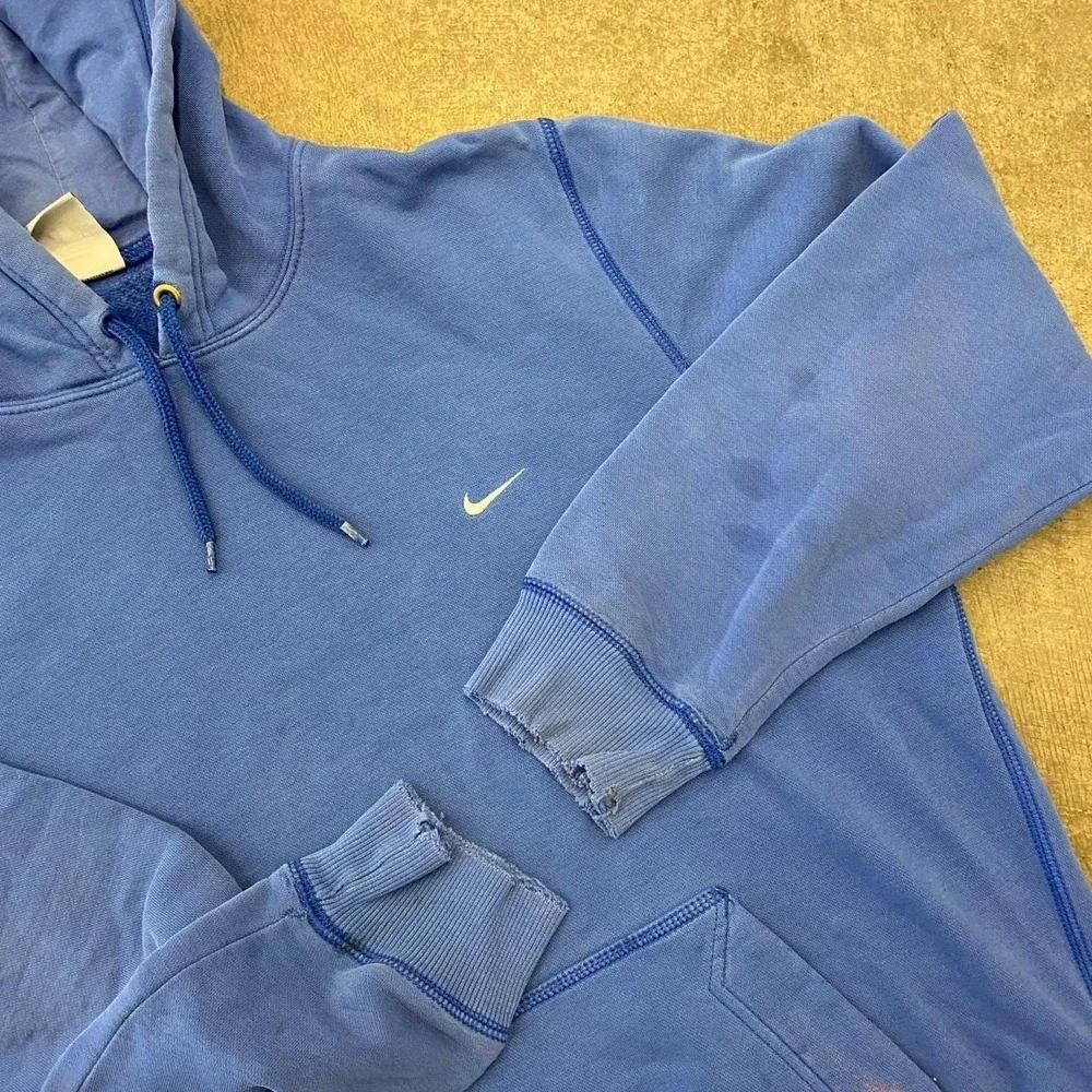 Vintage Nike Swoosh Blue Hoodie 2000s Blank Essential Size Large